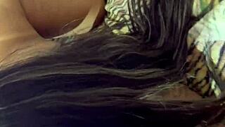 Brunette latina milf gets anal fucked without condom during striptease massage until cum in asshole