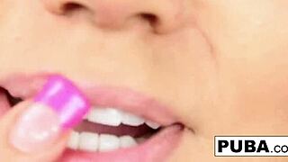 nikita von james teases with big tits solo masturbation. blonde russian pornstar slides toy into wet pussy for intense pleasure.