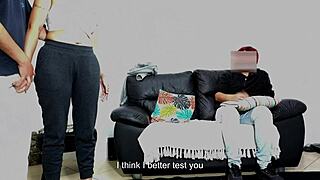 Hey, stepfather, test your sons girlfriend right now in front of him with doggystyle blowjob and facial cumshot