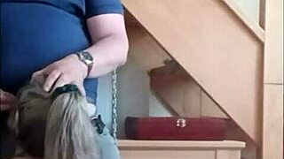 amateur french milf in bondage and handcuffs gets facial cumshot after outdoor blowjob. exhibitionist slut endures humiliation with dirty talk and slapping in public.