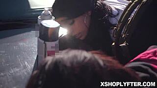 hey, check out how this lp officer pulls out his cock and those two teen shoplifters start sucking it together