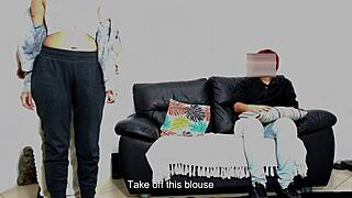 Hey, stepfather, test your sons girlfriend right now in front of him with doggystyle blowjob and facial cumshot