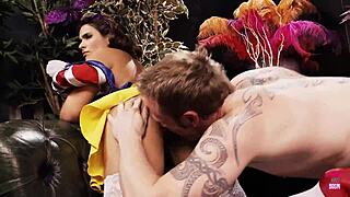 Dwarf Drilled Good Nasty Snow White And Her Big Fake Tits On The Couch