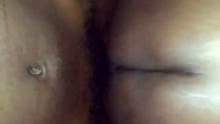 Ebony amateur with big ass rides dick hard in lingerie before getting pounded from behind in homemade scene