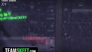 smoking hot brunette steals dress security guard removes it