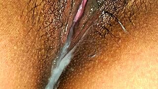 hey, wanna see this latina milf's wet pussy up close with a creamy finish after tight missionary sex?