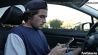 Horny blonde milf gets her big tits sucked while young delivery boy pounds her with his massive cock.