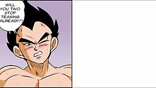 Wow, Vegeta's gift turns into a wild interracial threesome with blonde milf creampie action!