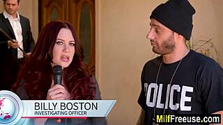 horny policemen use milf journalist in a wild group fantasy