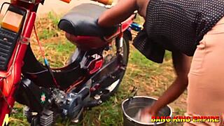 African wife queen enjoyed riding ex boyfriend's huge dick in ghetto fun