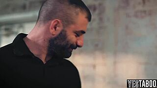 Petite criminal milf takes anal threesome with big dick parole officer in office