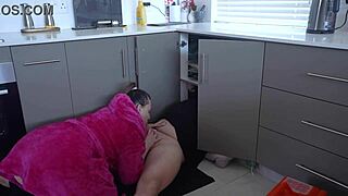 Milf stepmom hires stepson as handyman for household tasks. She rewards him with blowjob, riding his cock, and wet creampie in close-up action.