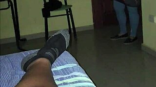 my best friend's mom catches me jerking off with her thongs