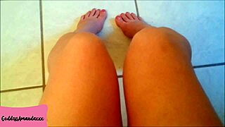 Stay at my feet in the bathroom while I piss on you as my toilet dog with shaved pussy