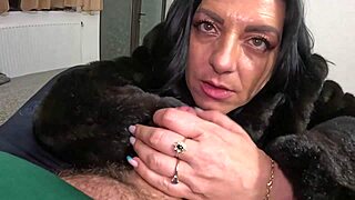 I love being this slutty mature maid deepthroating your cock and playing with cum on my fur coat in lingerie!