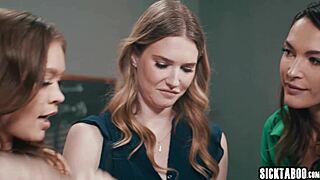 three horny lesbians enjoyed hot sex and babes enjoyed rough lesbian sex with dildo fingering and pussy licking