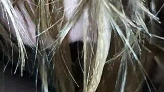 real homemade wife sucks big cock deep after bath with rough face fucking!