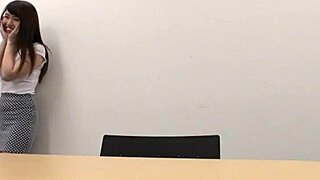 Japanese busty cute teen 18+ idol starts her first time audition. She shows big natural tits and gets massage in casting.