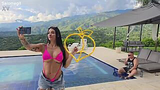 salome gil hot latina milf rides spanish photographer cock in pool