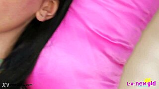 Picture-perfect brunette poses on sofa showing petite body in casting photoshoot