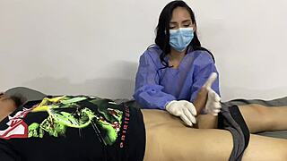 My patient got so hard i couldnt resist giving him a blowjob and handjob in hospital