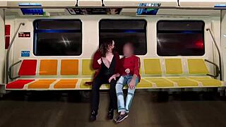 Overwhelmed with excitement as I masturbate a stranger on the train while my husband films our cuckold adventure