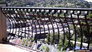 Busty lesbian milf neighbor facesits petite teen with small tits in hairy pussy licking action