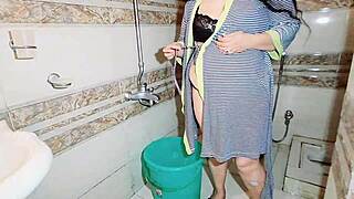 What happens when a curvy Muslim BBW wife gets caught naked in the shower showing big ass and tits?