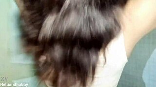 Wet Brown Pussy and Desi Big Ass with Swaying Big Boobs in Close Up Homemade View