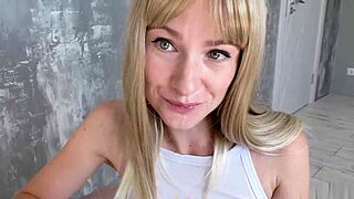 Innocent girl eagerly sucks huge cock and swallows every drop of sperm