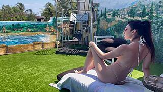 italian milf artemisia love shows perfect body in bikini outdoor on solo vacation