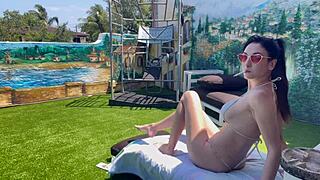 italian milf artemisia love shows perfect body in bikini outdoor on solo vacation