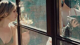 Blonde astrid love bends over for doggystyle sex with girlfriend in outdoor lesbian encounter