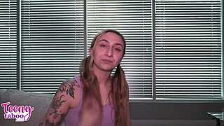 Nina nova tempts with her curvy ass and tits to finish her student project