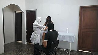 Perverted doctor fucks female patient doggystyle in office