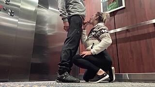 Cute wife gets fucked in hotel elevator!