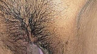 Interracial couple creampie up close