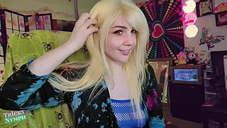 Curvy Blonde Milf in Fishnets Teases with Sensual Dance