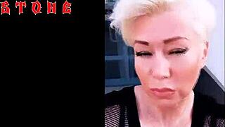 Why does this cool mature blonde bitch wear handcuffs with clamps on big nipples?