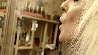 No Smoking More Sex with Blonde Cougar Blowjob Doggystyle Cum in Mouth Swallow