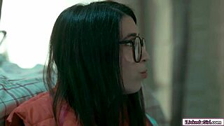 Are you watching this nerd babe scissoring with her lesbian bff in hairy pussy face sitting?