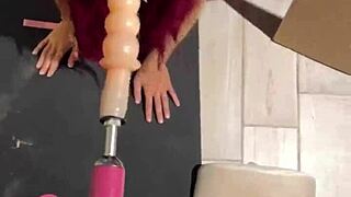 i'm a cute teen 18+ cat girl getting deep throat fucked by sex machine with huge dildo. hardcore fetish blowjob and sucking action.