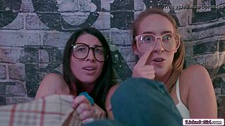 Are you watching this nerd babe scissoring with her lesbian bff in hairy pussy face sitting?