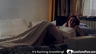 Hey, check out this hot redhead step mom getting her juicy pussy pounded hard and rough