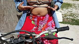 kinky mother inserts string through extreme stretched pierced nipples