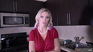 Stepson Dominates Hot Busty Stepmom With Big Cock Blowjob Deepthroat And Handcuffs In Lingerie