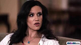 i can't believe my redhead bff is licking her big tit stepmom's pussy in this hot lesbian group session