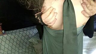 Boy Dressed As Girl Masturbates While Latina Brunette Sucks His Big Cock Off