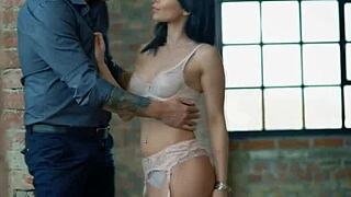 This guy starts by licking her hairy pussy then bends over the busty german milf for hardcore anal fucking and blowjob.