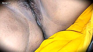 Curvy Indian stepmom with big tits and hairy pussy gets creampie from stepson in bent over doggystyle fucking on bed in homemade taboo scene